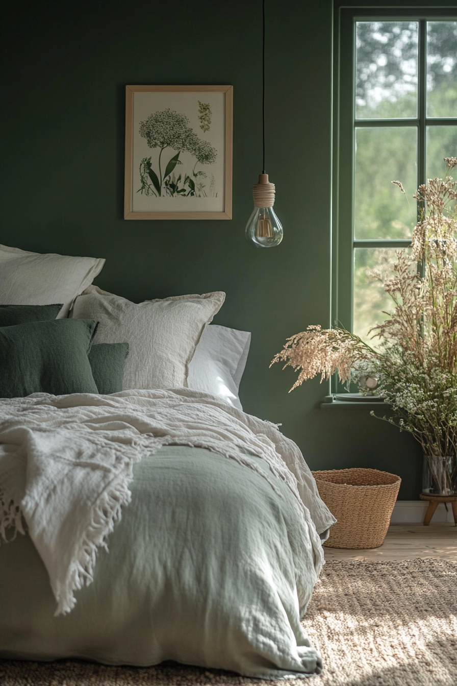 4. Sage Serenity (Dark Green Bedroom Ideas) - Dark Green Bedroom Ideas