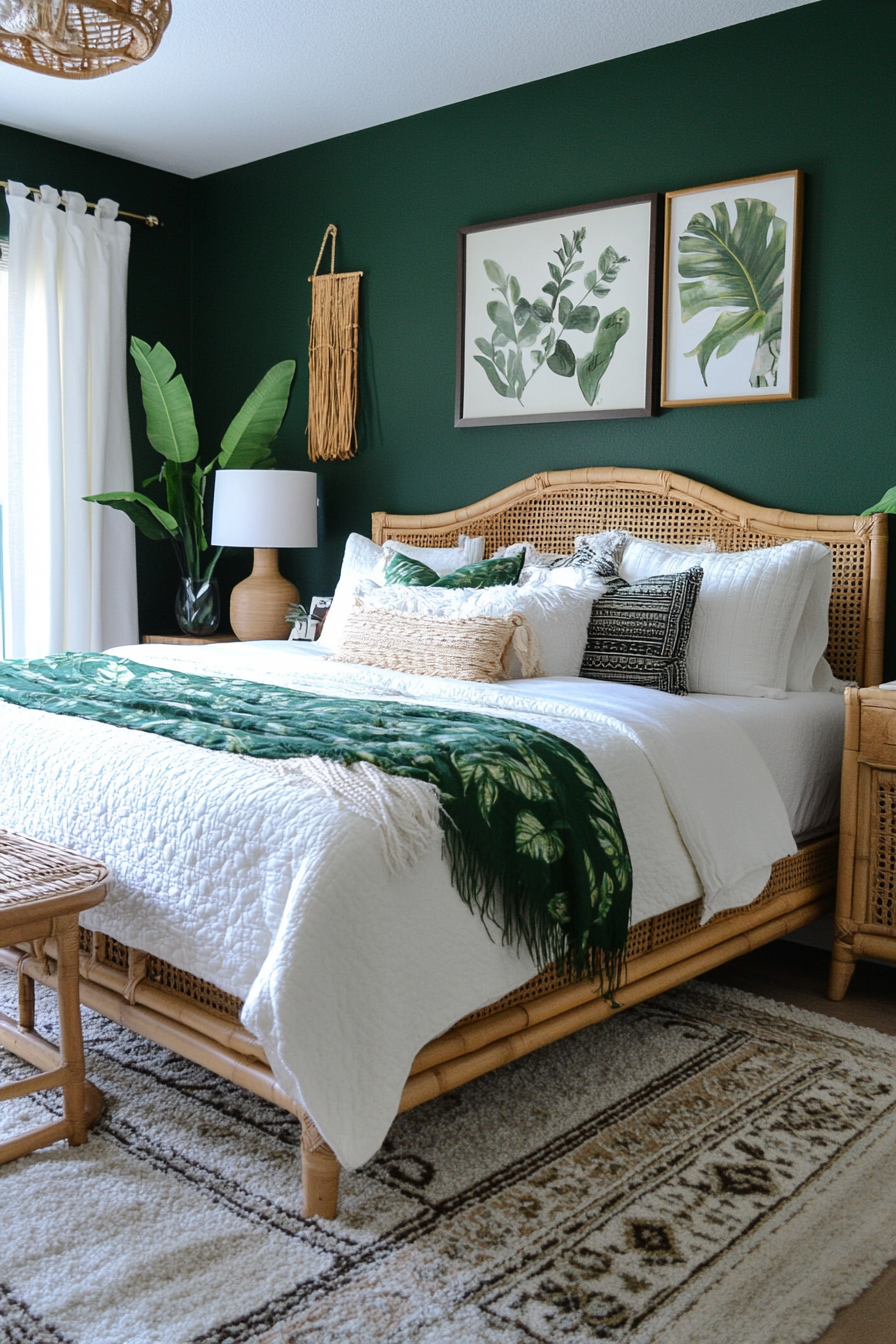 5. Jungle Luxe (Dark Green Bedroom Ideas) - Dark Green Bedroom Ideas