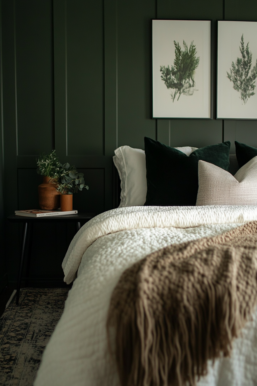 12. Minimalist Deep Green (Dark Green Bedroom Ideas) - Dark Green Bedroom Ideas