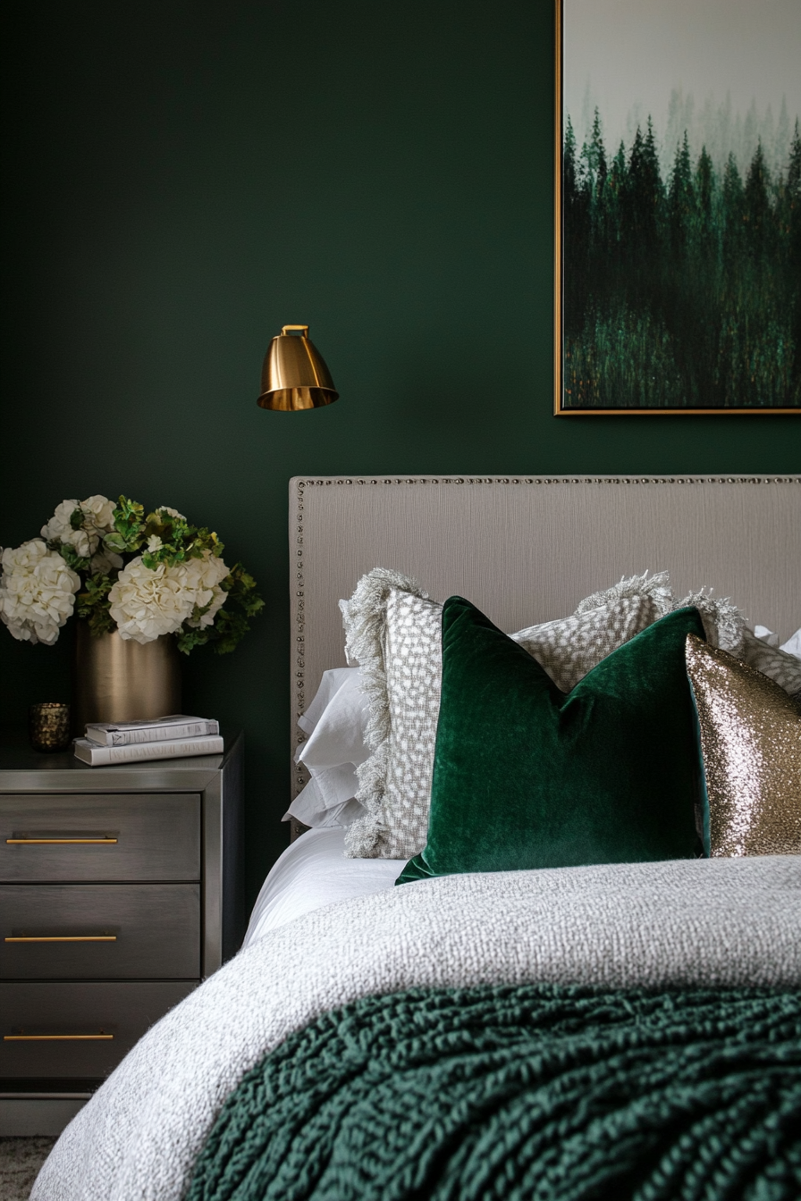 18. Modern Luxe Forest Green (Dark Green Bedroom Ideas) - Dark Green Bedroom Ideas