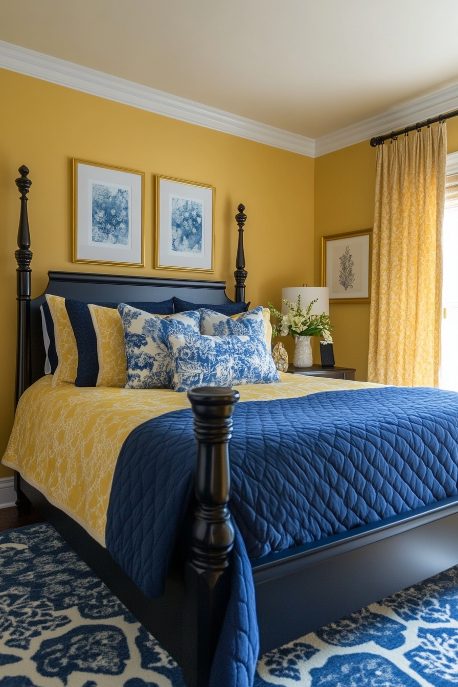 3. Classic Elegance (Yellow And Blue Bedroom Ideas) - Yellow And Blue Bedroom Ideas