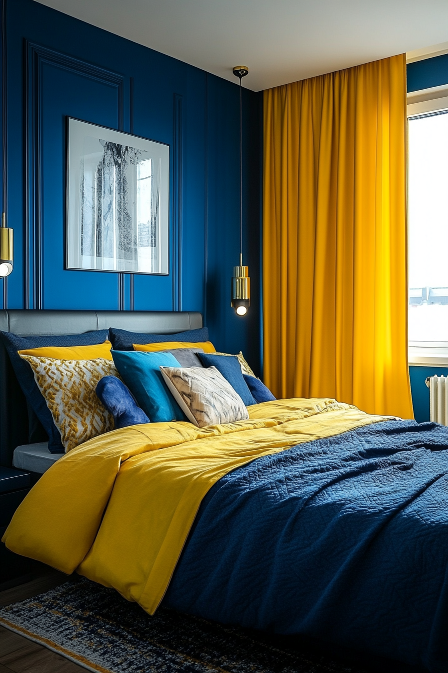 6. Art Deco Glamour (Yellow And Blue Bedroom Ideas) - Yellow And Blue Bedroom Ideas