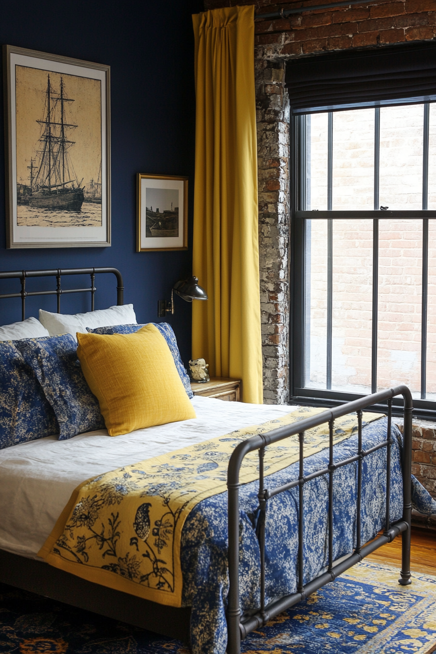 9. Industrial Chic (Yellow And Blue Bedroom Ideas) - Yellow And Blue Bedroom Ideas