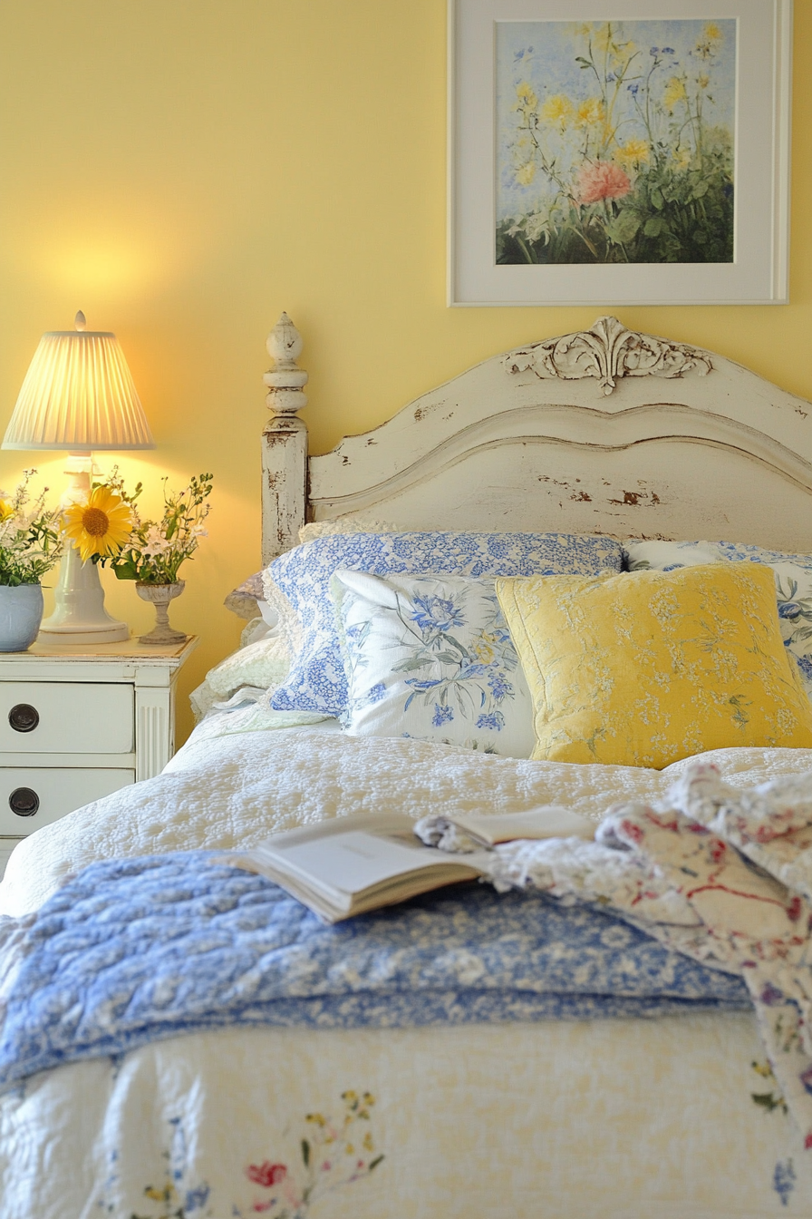 10. French Country Charm (Yellow And Blue Bedroom Ideas) - Yellow And Blue Bedroom Ideas