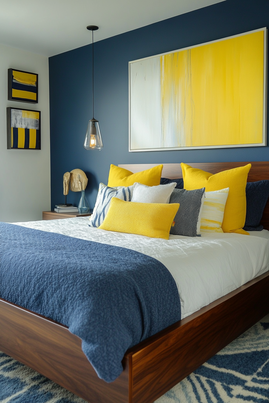 13. Contemporary Cool (Yellow And Blue Bedroom Ideas) - Yellow And Blue Bedroom Ideas