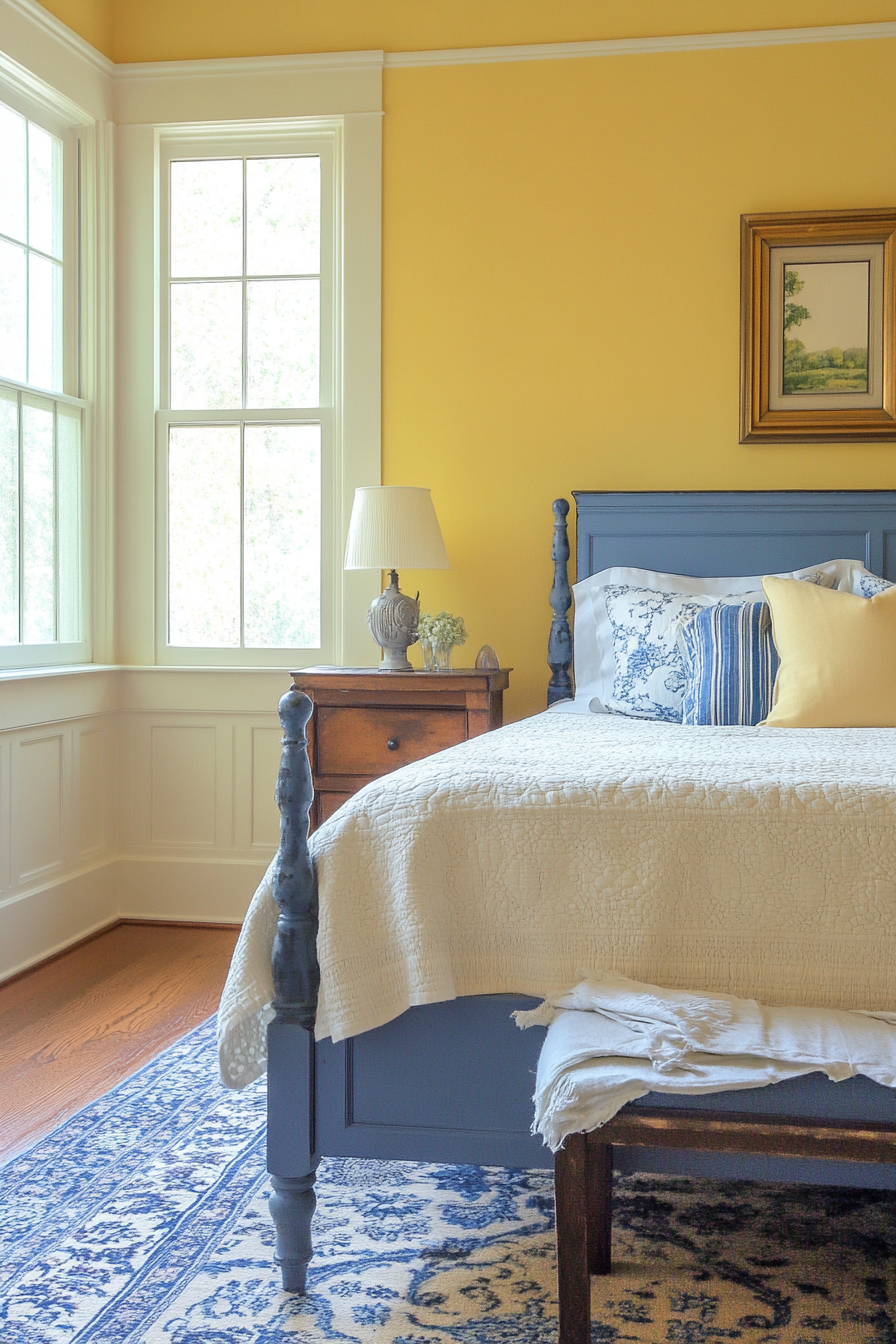 14. Vintage Vibes (Yellow And Blue Bedroom Ideas) - Yellow And Blue Bedroom Ideas