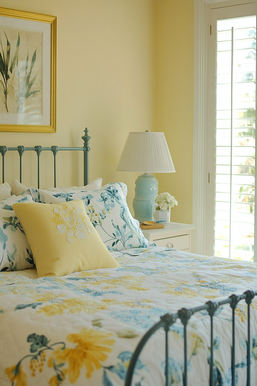 19. Garden-Inspired (Yellow And Blue Bedroom Ideas) - Yellow And Blue Bedroom Ideas