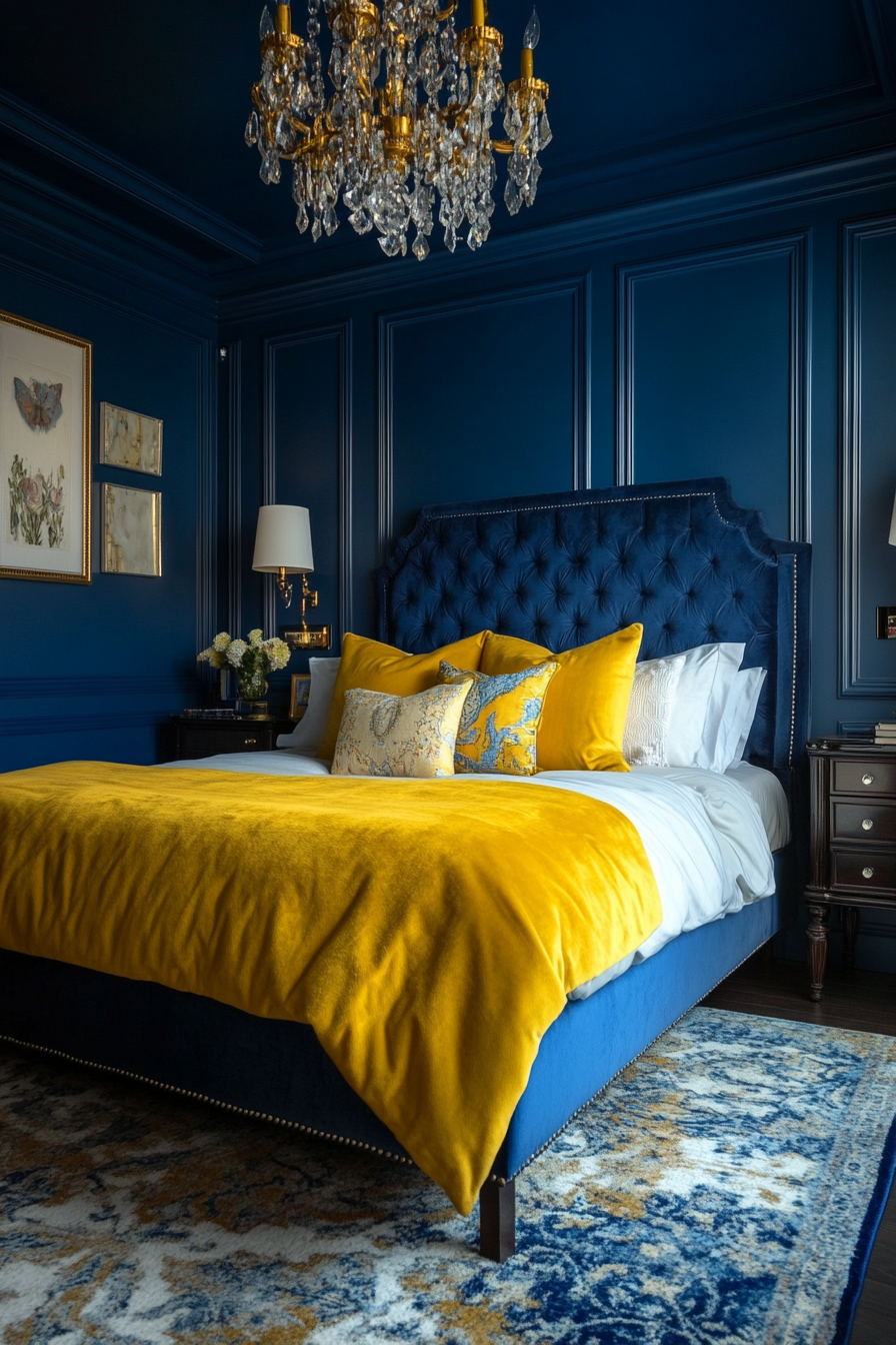 20. Glamorous Suite (Yellow And Blue Bedroom Ideas) - Yellow And Blue Bedroom Ideas