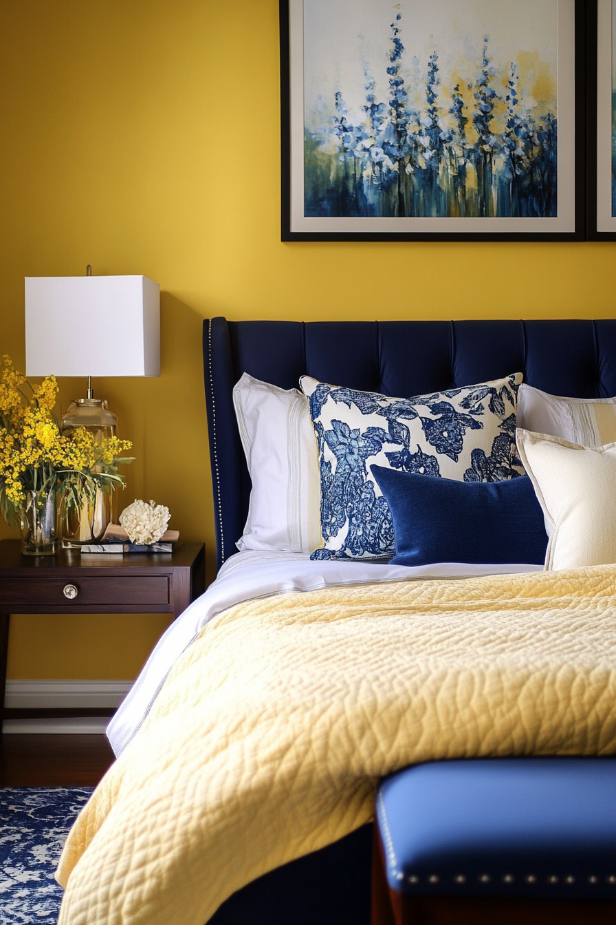 23. Bold Contrast (Yellow And Blue Bedroom Ideas) - Yellow And Blue Bedroom Ideas