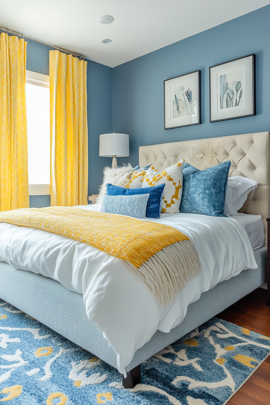 24. Monochromatic Harmony (Yellow And Blue Bedroom Ideas) - Yellow And Blue Bedroom Ideas