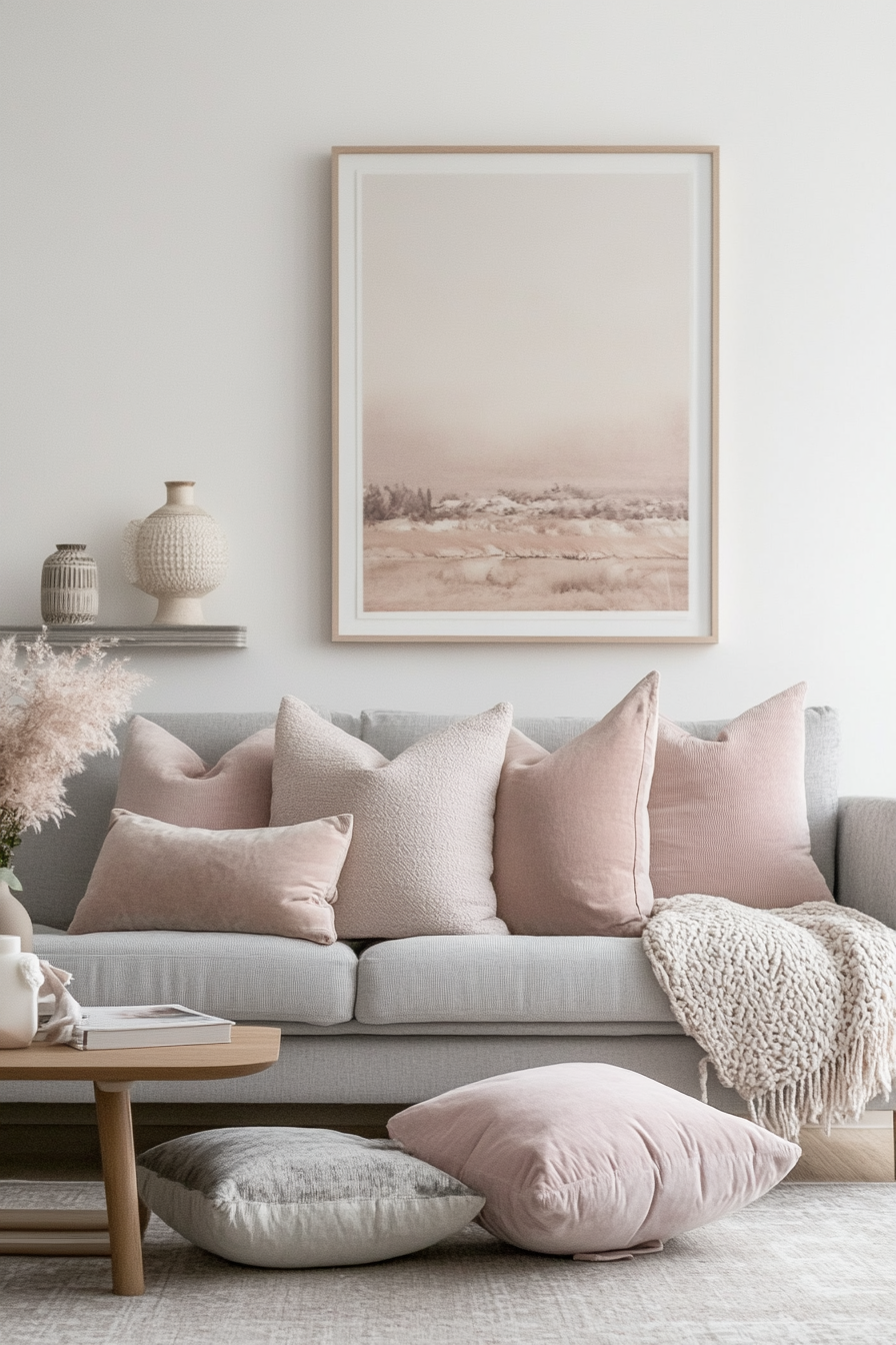 5. Soft Minimalism (Grey And Pink Living Room Ideas) - Grey And Pink Living Room Ideas