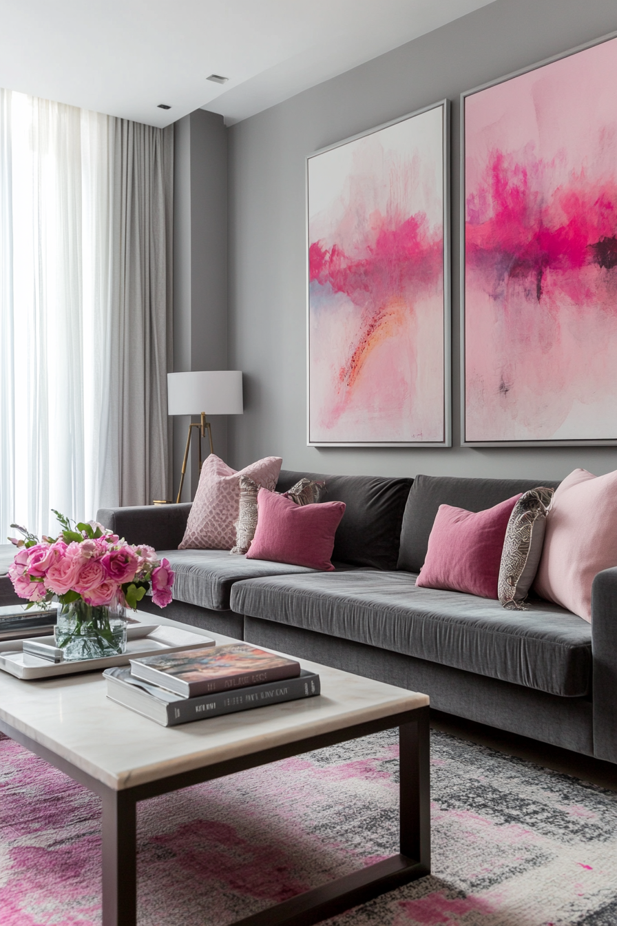 12. Eclectic Fusion (Grey And Pink Living Room Ideas) - Grey And Pink Living Room Ideas