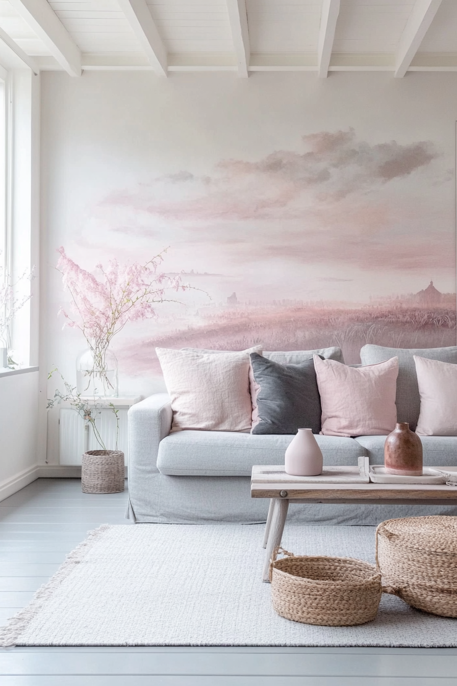 16. Sunset Serenity (Grey And Pink Living Room Ideas) - Grey And Pink Living Room Ideas