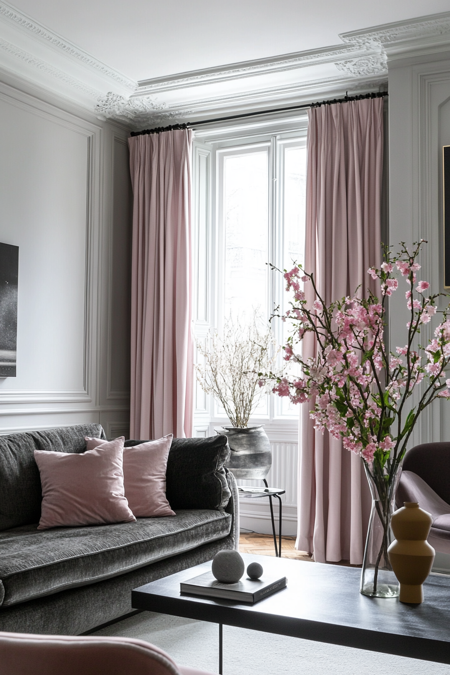 17. Classic European Grace (Grey And Pink Living Room Ideas) - Grey And Pink Living Room Ideas