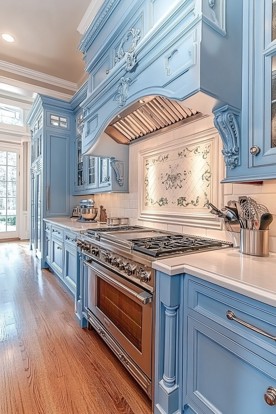 22. Soft Powder Blue Elegance (Classic Kitchen Ideas) - Classic Kitchen Ideas