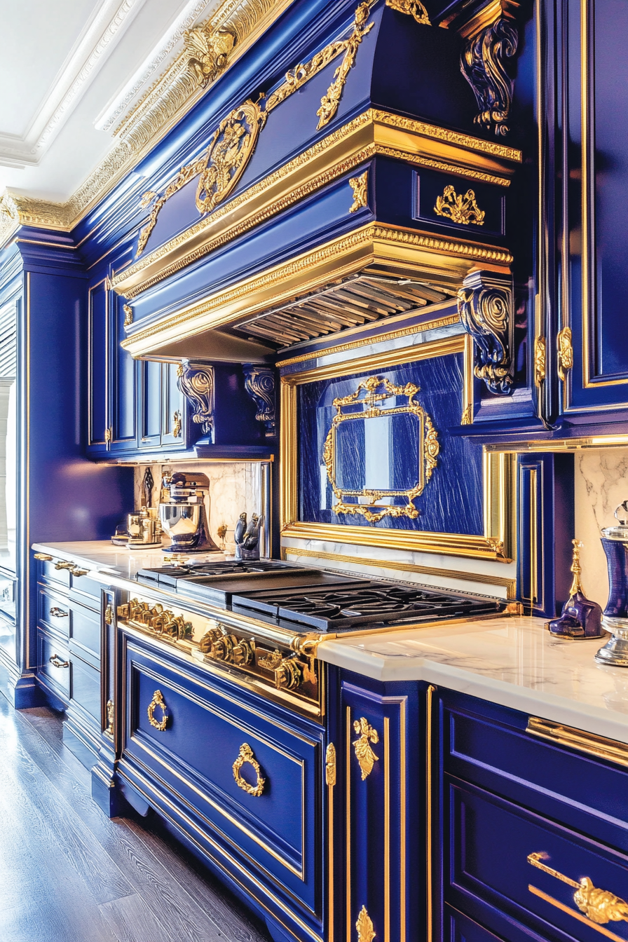 26. Historic Blue & Gold Opulence (Classic Kitchen Ideas) - Classic Kitchen Ideas
