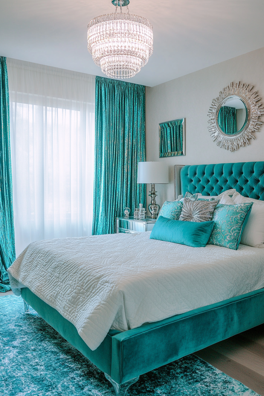 18. Glamorous Retreat (Turquoise Bedroom Ideas) - Turquoise Bedroom Ideas