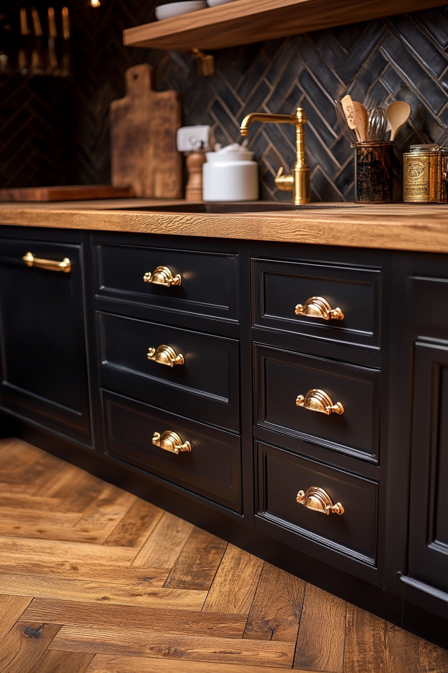 24. Classic Black & Brass (Unique Kitchen Ideas) - Unique Kitchen Ideas