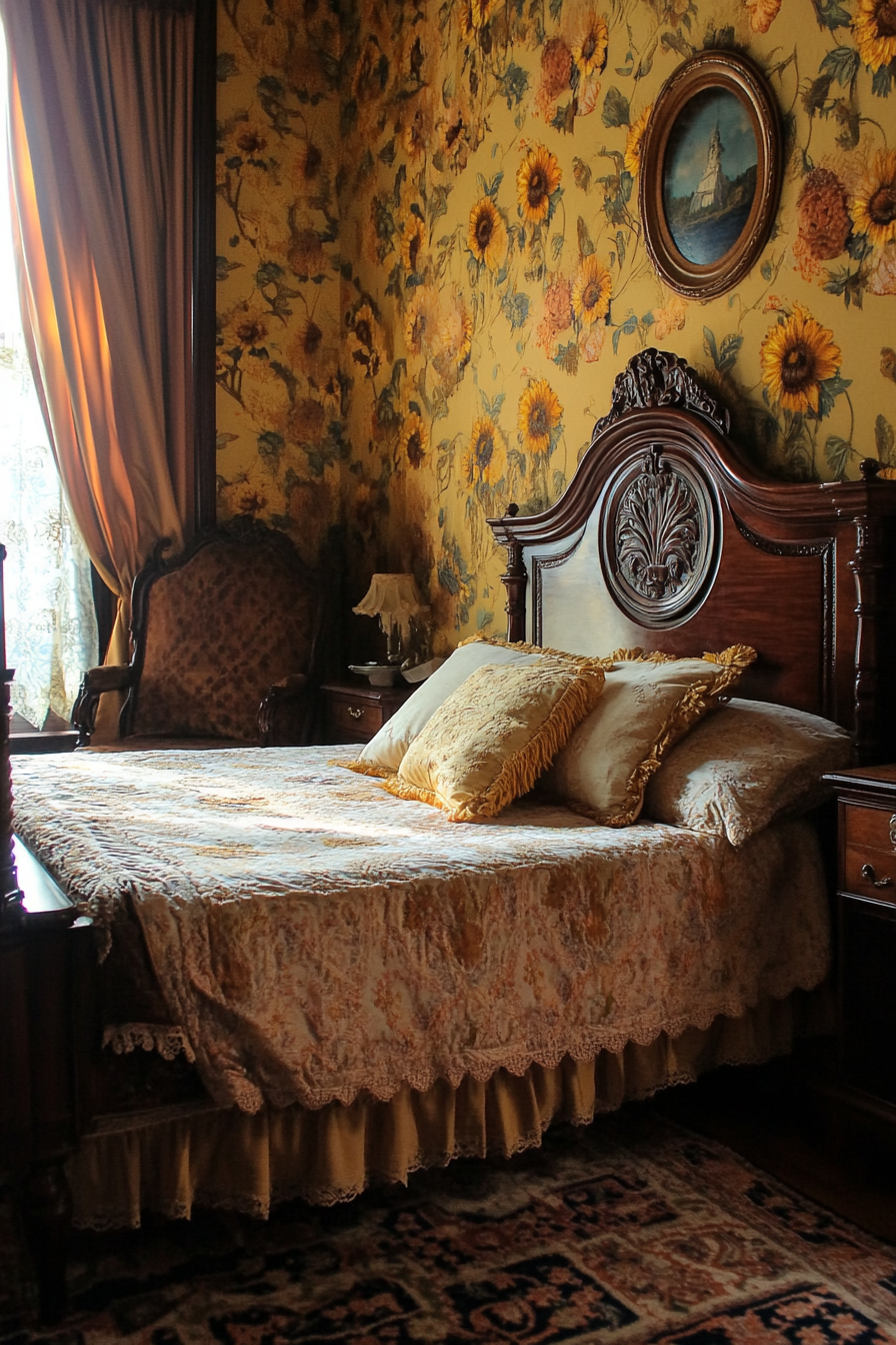 5. Elegant Victorian Sunflower Room (Sunflower Bedroom Ideas) - Sunflower Bedroom Ideas