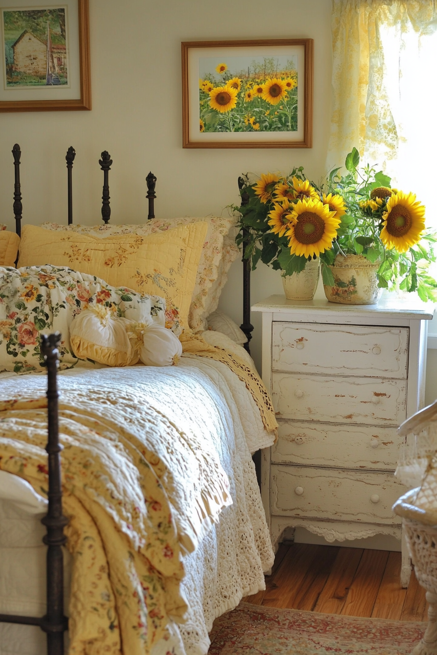 6. Sunflower Cottage Charm (Sunflower Bedroom Ideas) - Sunflower Bedroom Ideas