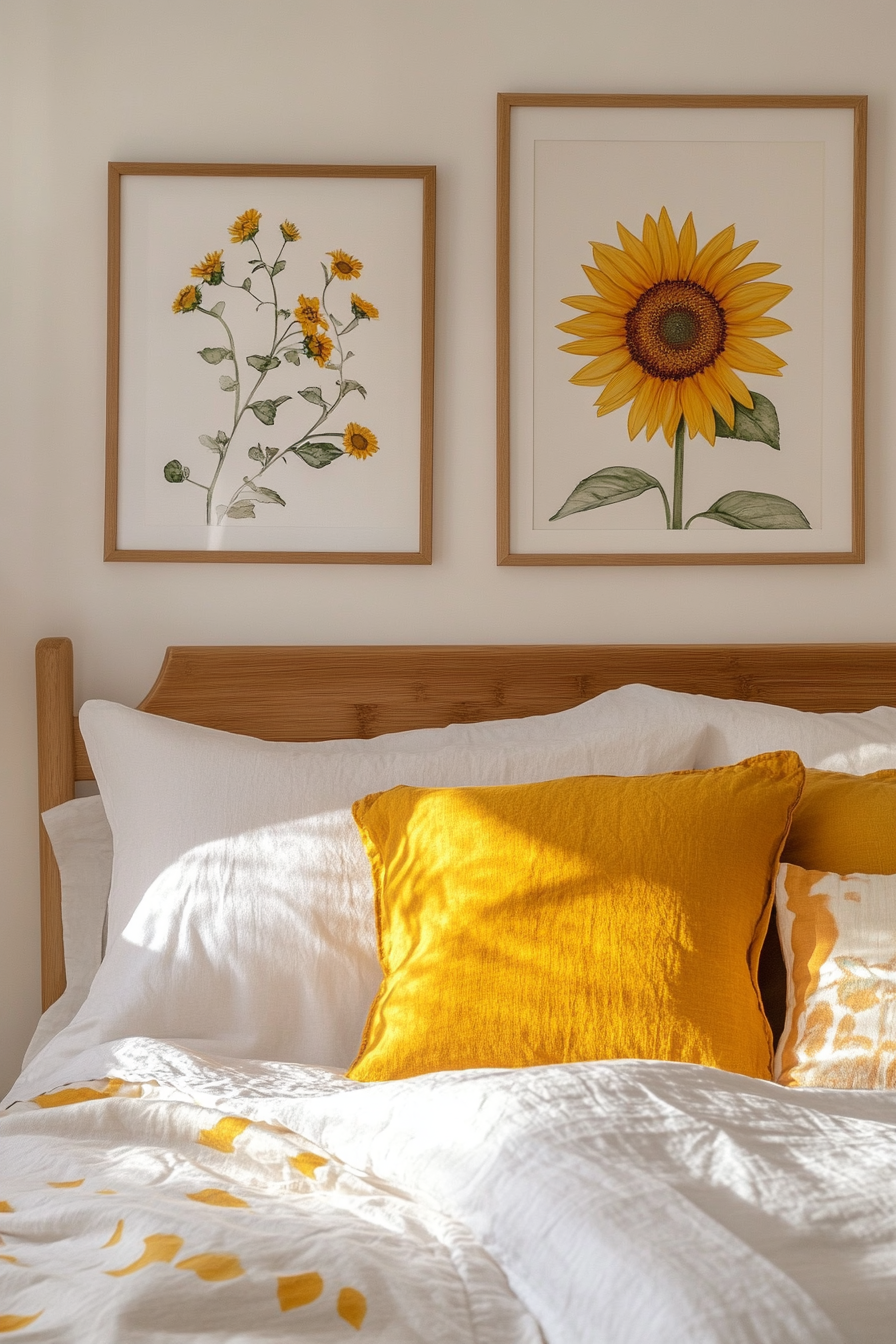 7. Minimalist Sunflower Chic (Sunflower Bedroom Ideas) - Sunflower Bedroom Ideas