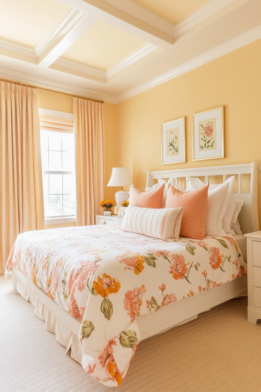 17. Sunflower and Peach Perfection (Sunflower Bedroom Ideas) - Sunflower Bedroom Ideas