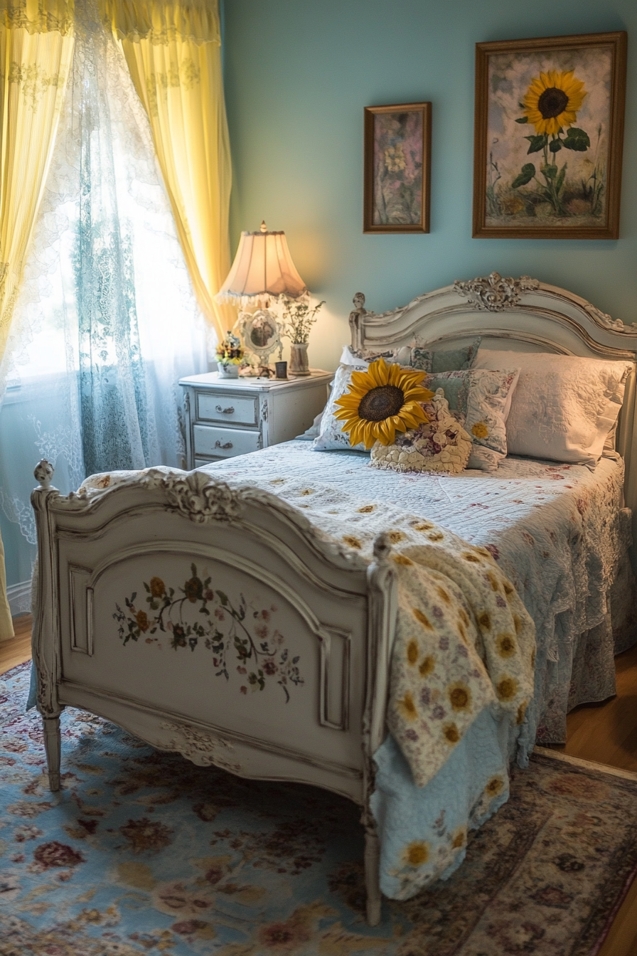 19. French Provincial Sunflower Room (Sunflower Bedroom Ideas) - Sunflower Bedroom Ideas