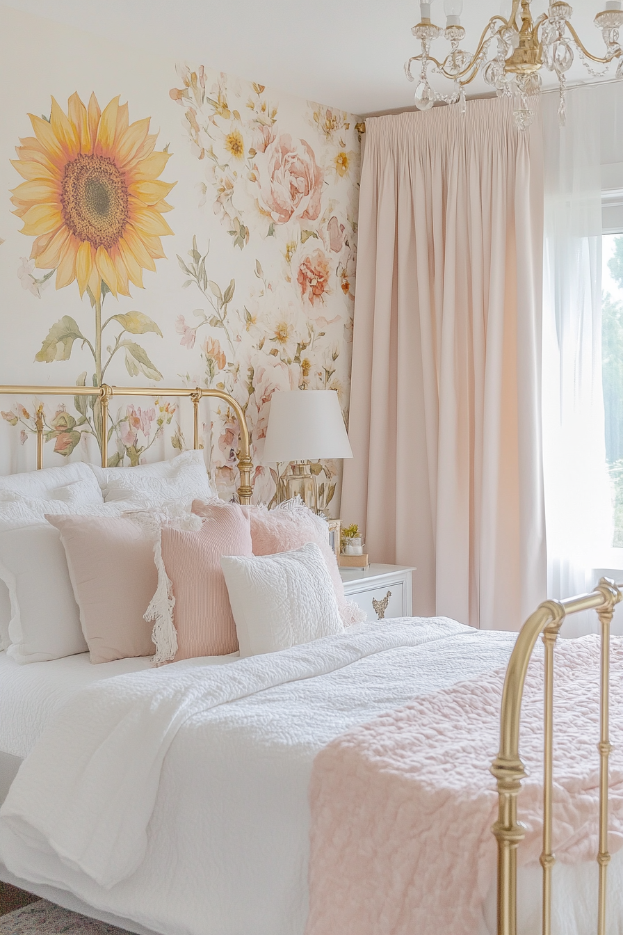 22. Sunflower and Blush Dream (Sunflower Bedroom Ideas) - Sunflower Bedroom Ideas