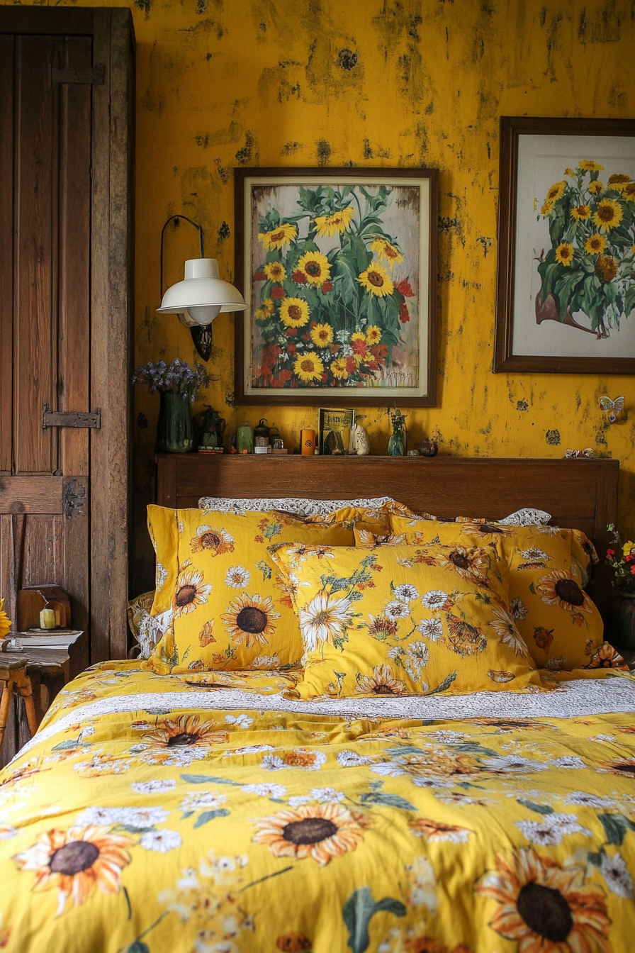 25. Vintage Sunflower Nostalgia (Sunflower Bedroom Ideas) - Sunflower Bedroom Ideas