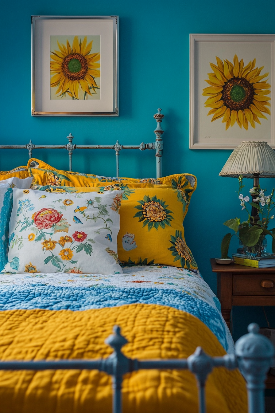 27. Artistic Sunflower Expression (Sunflower Bedroom Ideas) - Sunflower Bedroom Ideas