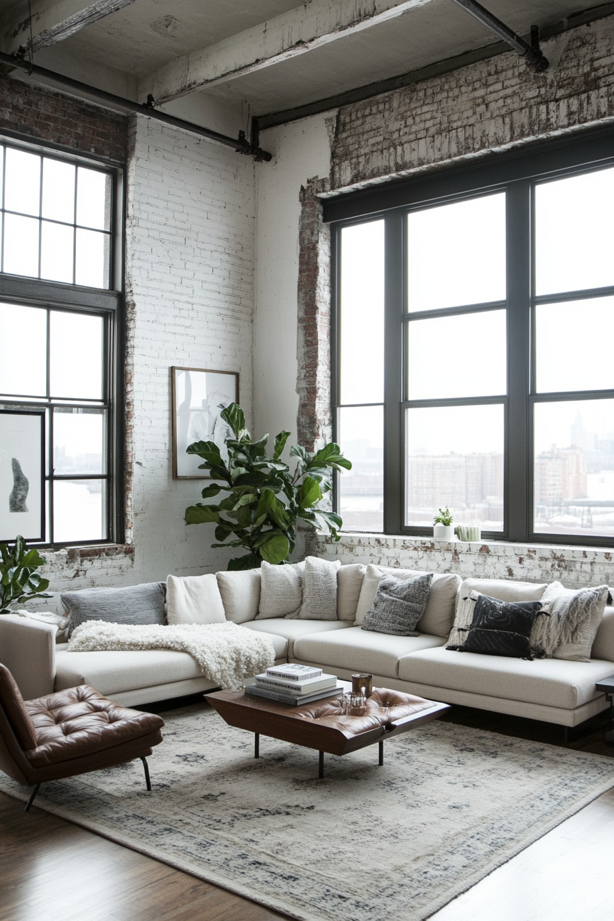 7. Industrial Loft White (White Living Room Ideas) - White Living Room Ideas