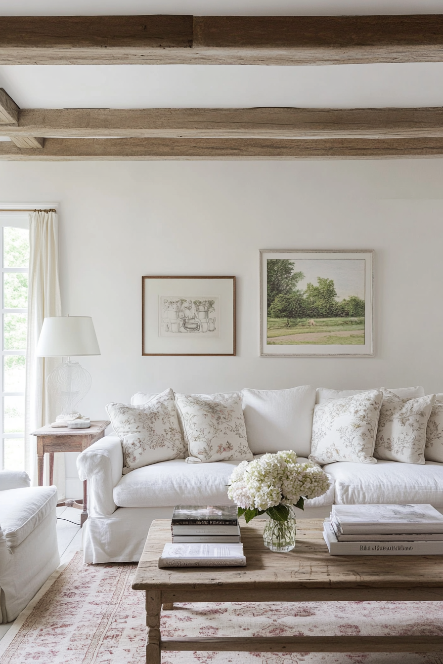 9. French Country Charm (White Living Room Ideas) - White Living Room Ideas