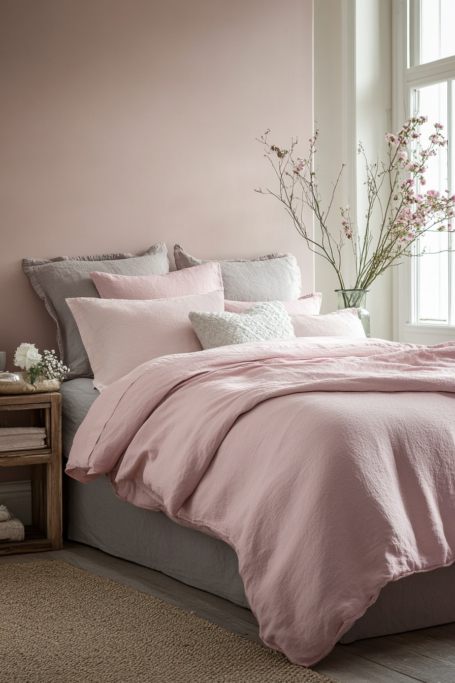 2. Soft Rosé and Dove Grey Serenity (Pink And Grey Bedroom Ideas) - Pink And Grey Bedroom Ideas