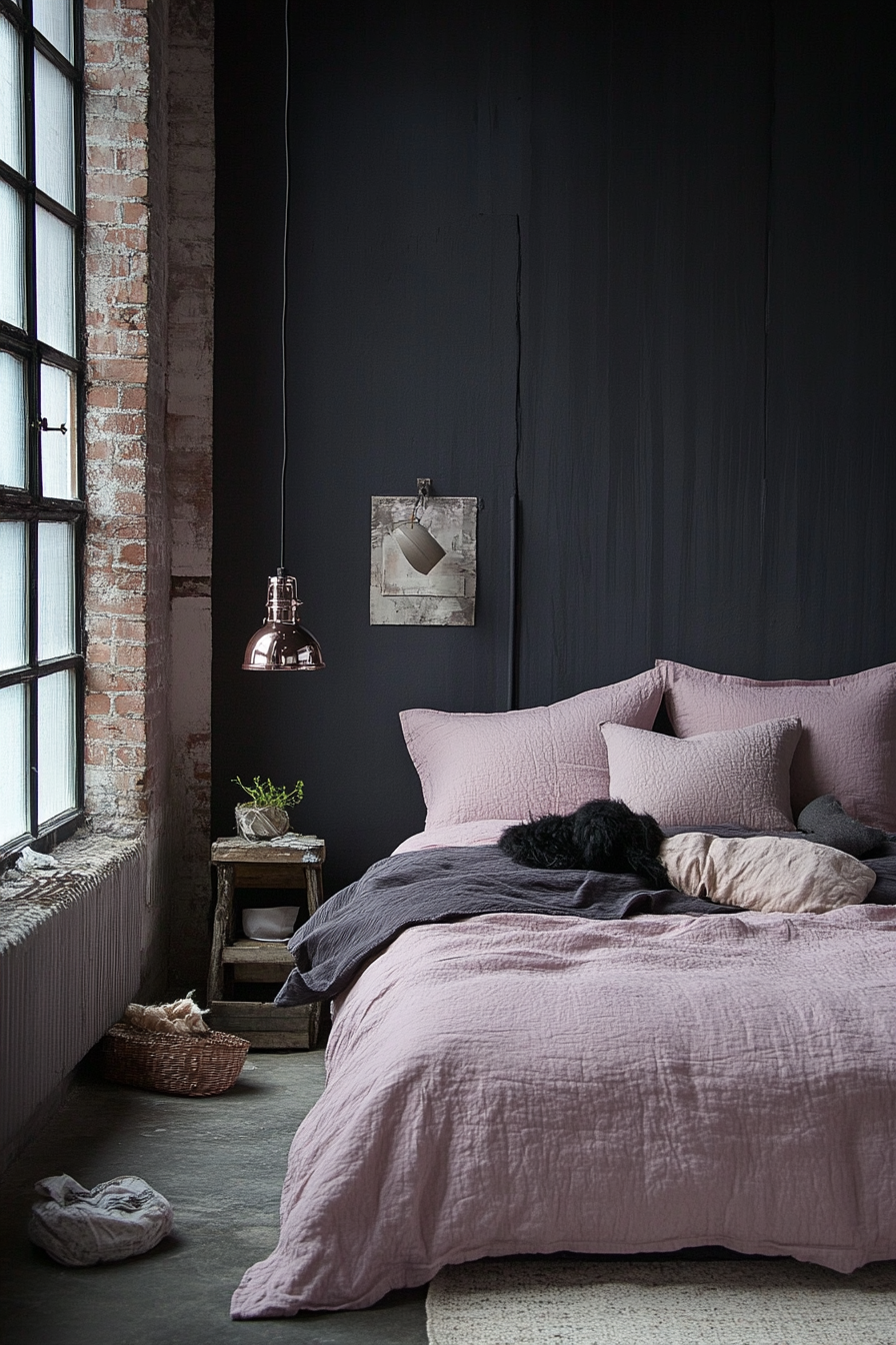 6. Mauve and Graphite Industrial Chic (Pink And Grey Bedroom Ideas) - Pink And Grey Bedroom Ideas