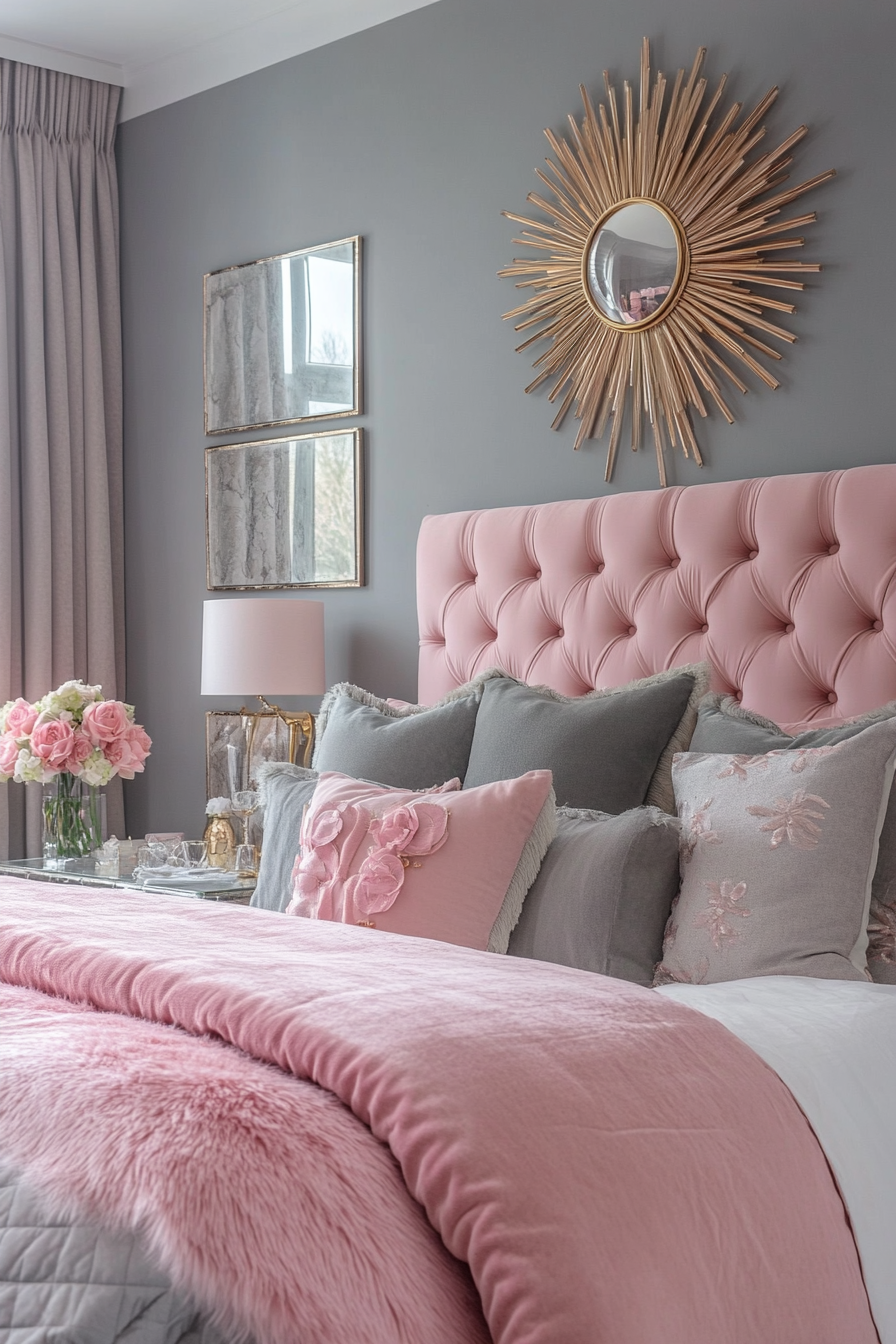8. Ballet Pink and Stormy Grey Glamour (Pink And Grey Bedroom Ideas) - Pink And Grey Bedroom Ideas