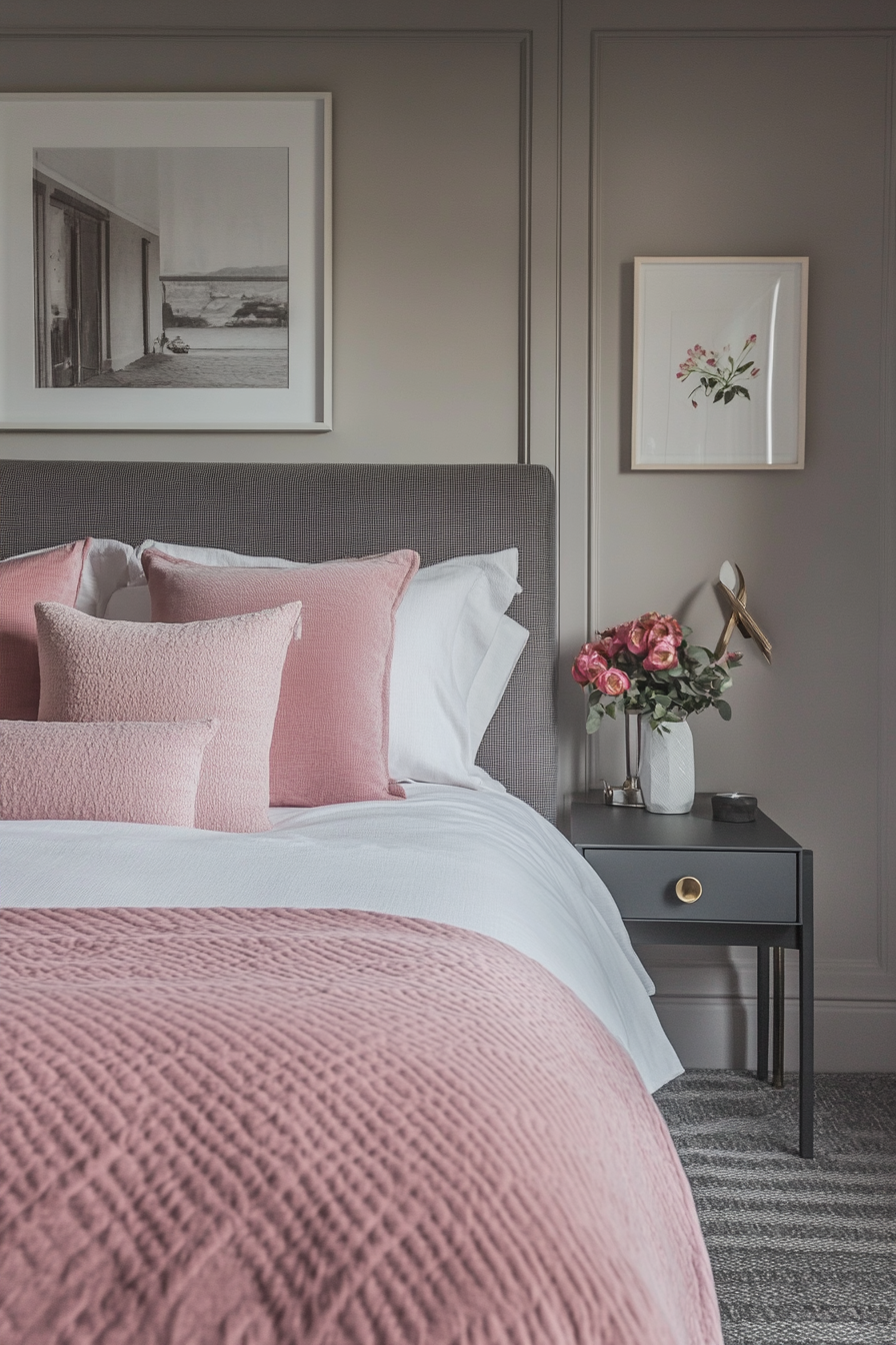 22. Cranberry and Slate Art Deco Drama (Pink And Grey Bedroom Ideas) - Pink And Grey Bedroom Ideas