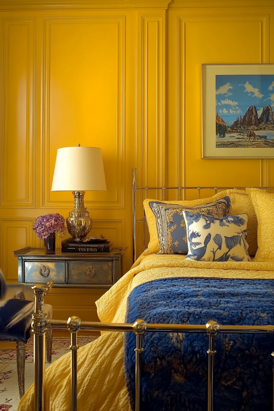 10. Saffron Statement Room (Yellow Bedroom Ideas) - Yellow Bedroom Ideas