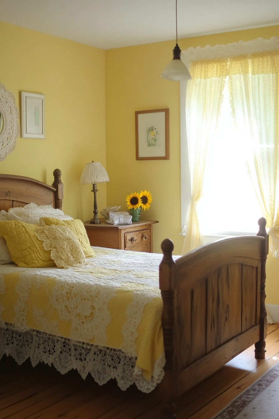 16. Sunflower Cottage Charm (Yellow Bedroom Ideas) - Yellow Bedroom Ideas