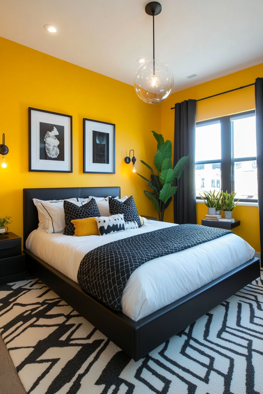 18. Canary Yellow Statement (Yellow Bedroom Ideas) - Yellow Bedroom Ideas
