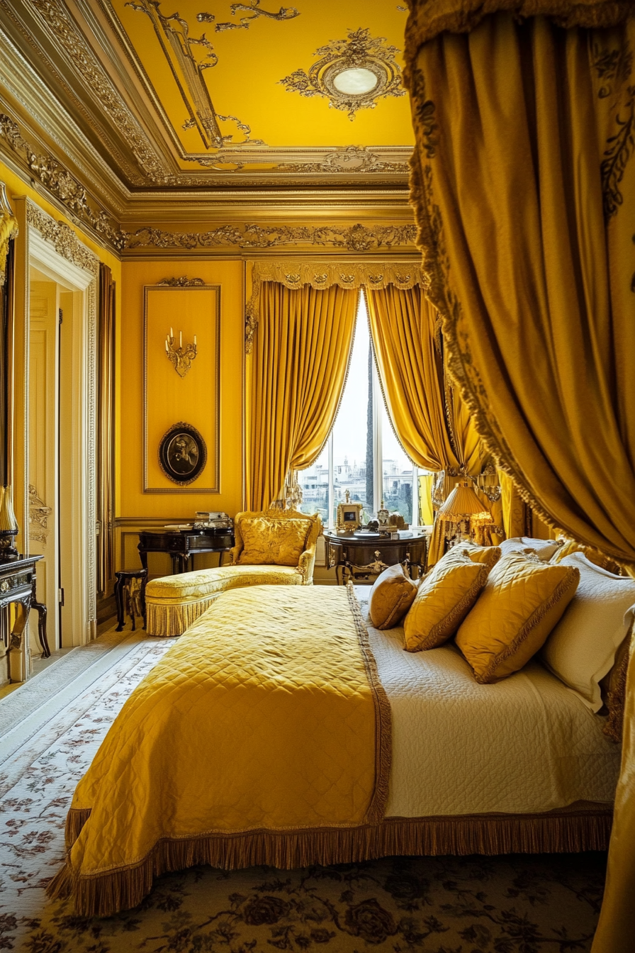 21. Gilded Glamour (Yellow Bedroom Ideas) - Yellow Bedroom Ideas