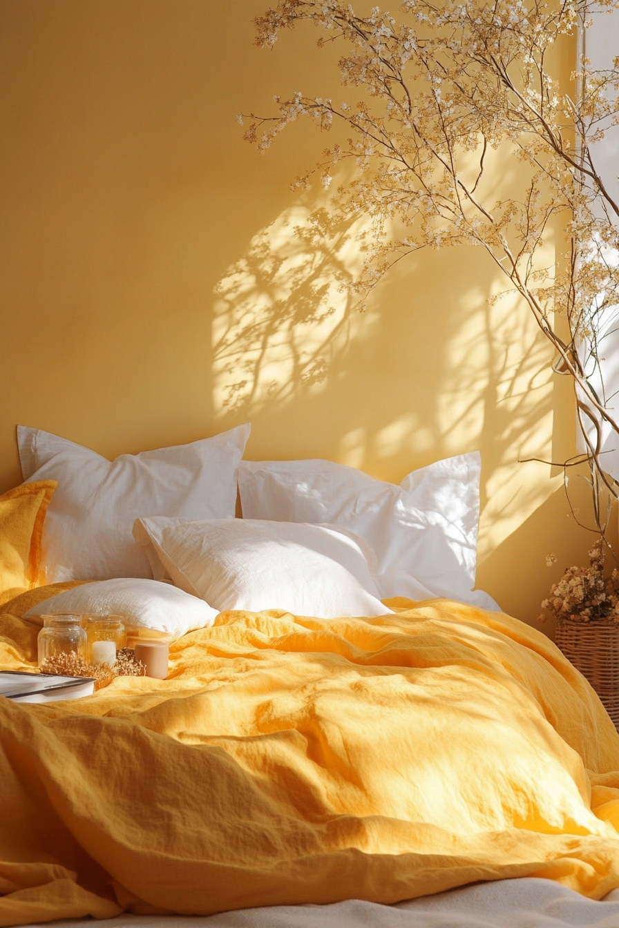 27. Luminous Sunrise Haven (Yellow Bedroom Ideas) - Yellow Bedroom Ideas