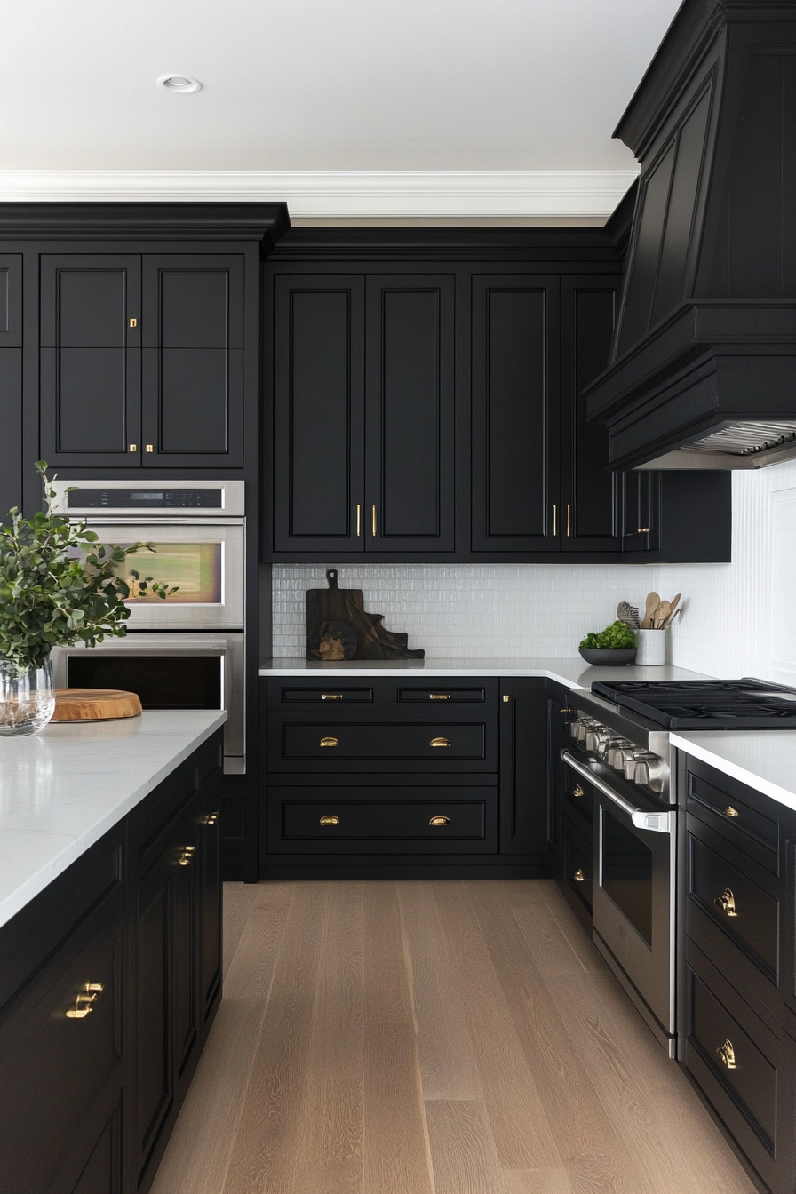1.  Matte Black Minimalism (Black Kitchen Cabinets Ideas) - Black Kitchen Cabinets Ideas