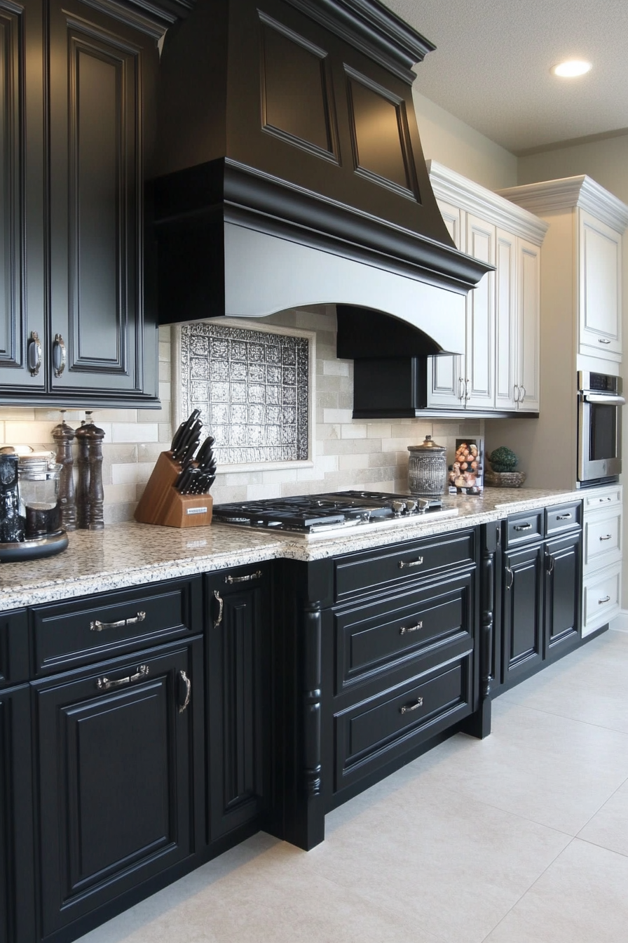 3.  Two-Tone Contrast (Black Kitchen Cabinets Ideas) - Black Kitchen Cabinets Ideas