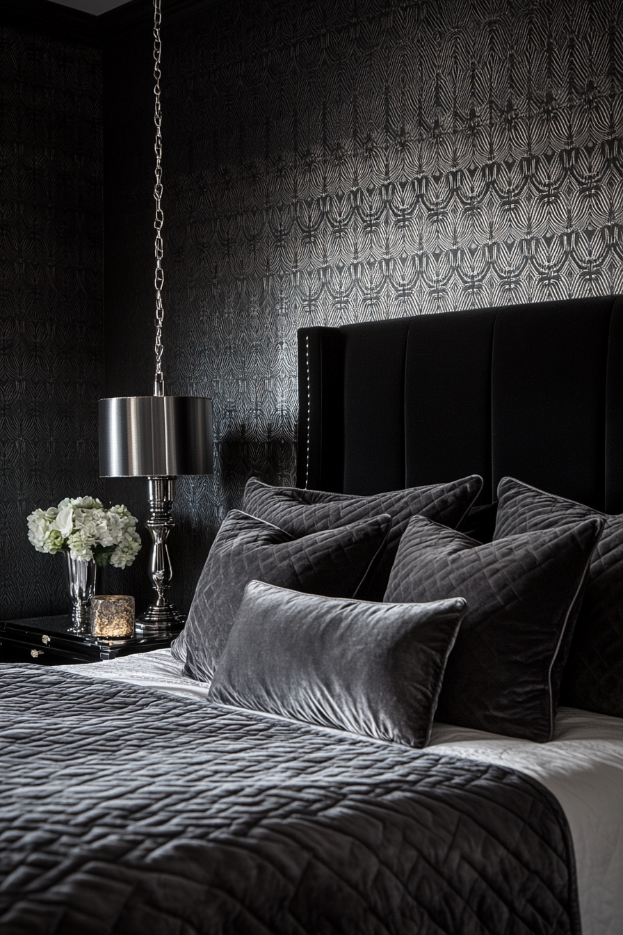 6. Art Deco Drama (Black And Gray Bedroom Ideas) - Black And Gray Bedroom Ideas