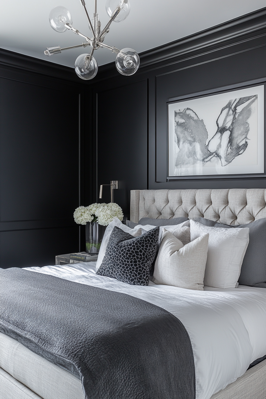 14. Luxury Hotel Vibe (Black And Gray Bedroom Ideas) - Black And Gray Bedroom Ideas