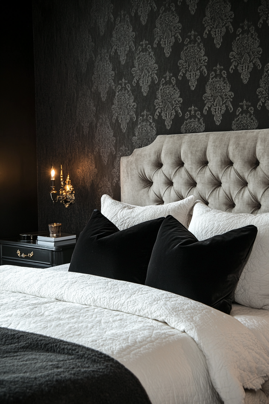 24. Moody Elegance (Black And Gray Bedroom Ideas) - Black And Gray Bedroom Ideas