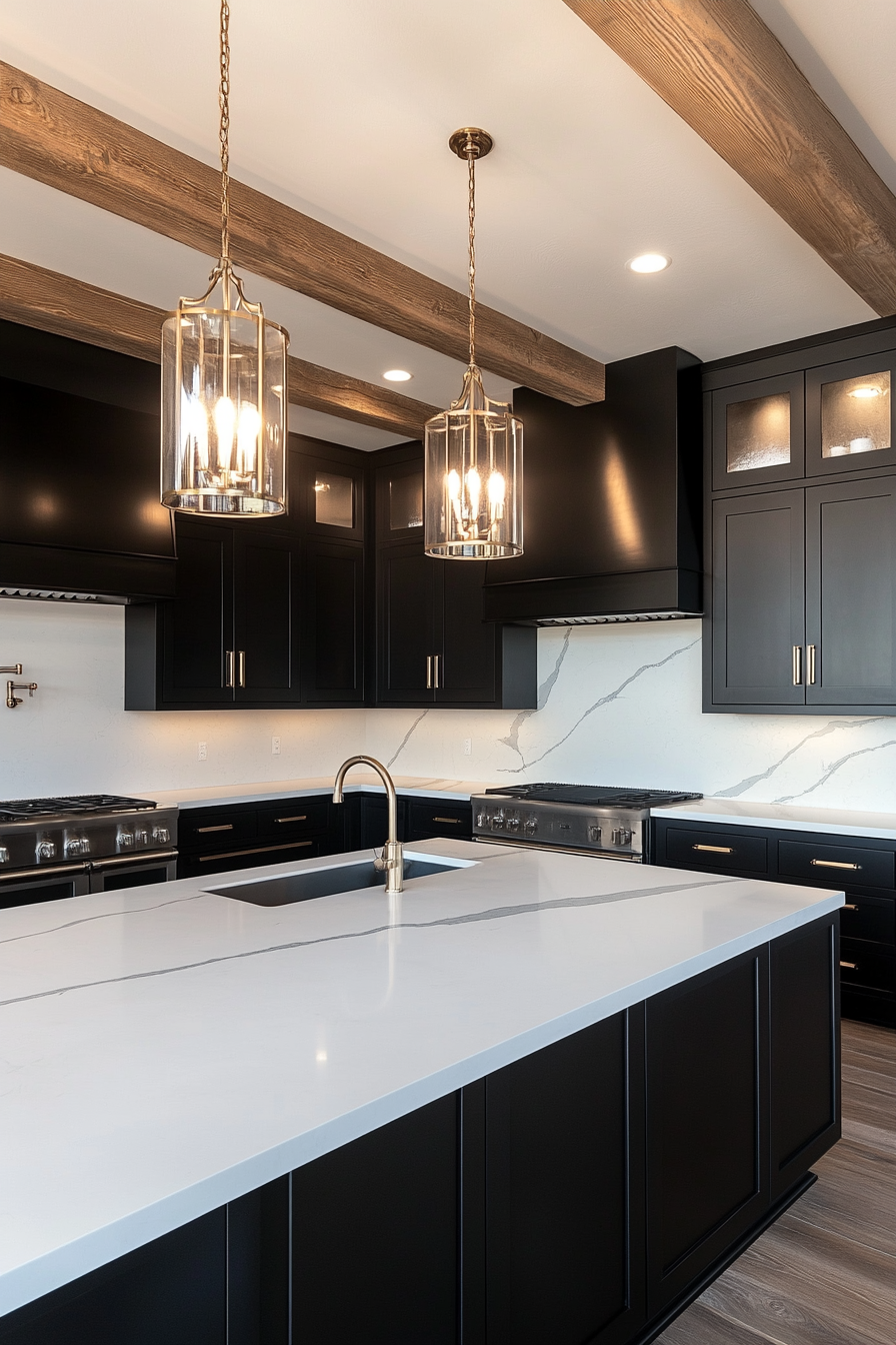1. Midnight Modern (Dark Kitchen Cabinet Ideas) - Dark Kitchen Cabinet Ideas