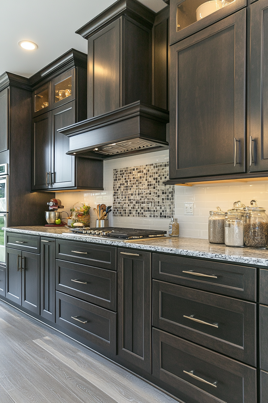 4. Espresso Elegance (Dark Kitchen Cabinet Ideas) - Dark Kitchen Cabinet Ideas