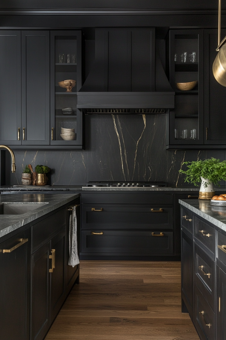 5. Charcoal Industrial (Dark Kitchen Cabinet Ideas) - Dark Kitchen Cabinet Ideas