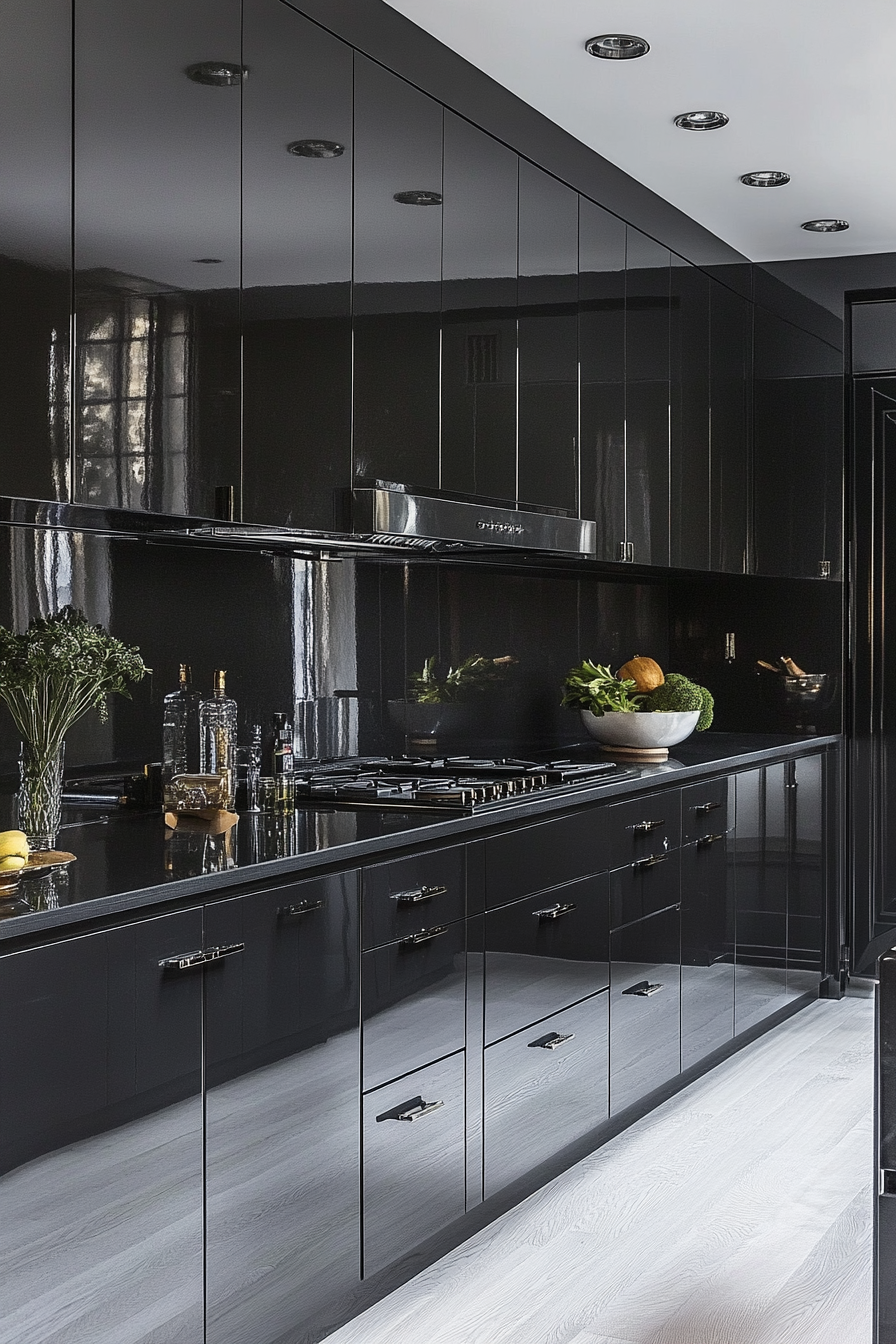6. Graphite Glam (Dark Kitchen Cabinet Ideas) - Dark Kitchen Cabinet Ideas